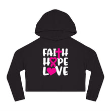 Load image into Gallery viewer, Faith Hope Love Crop Hoodie
