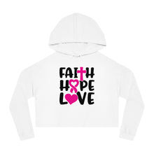 Load image into Gallery viewer, Faith Hope Love Crop Hoodie
